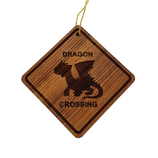 Dragon Crossing Ornament - Dragon Ornament - Wood Ornament Handmade in USA - Christmas Home Decoration Folklore - Dragon Christmas