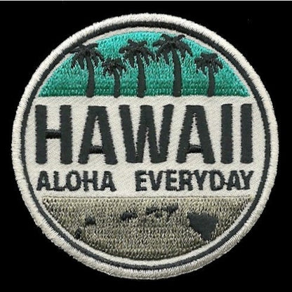 Hawaii Patch – HI Souvenir Aloha Everyday Travel Patch – Iron On – Applique 2.25"" Island Embellishment Souvenir Surfing Palm Trees