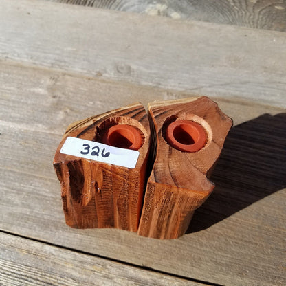 Rustic Wood Salt and Pepper Shakers Set Handmade #326 California Redwood Souvenir Housewarming Gift