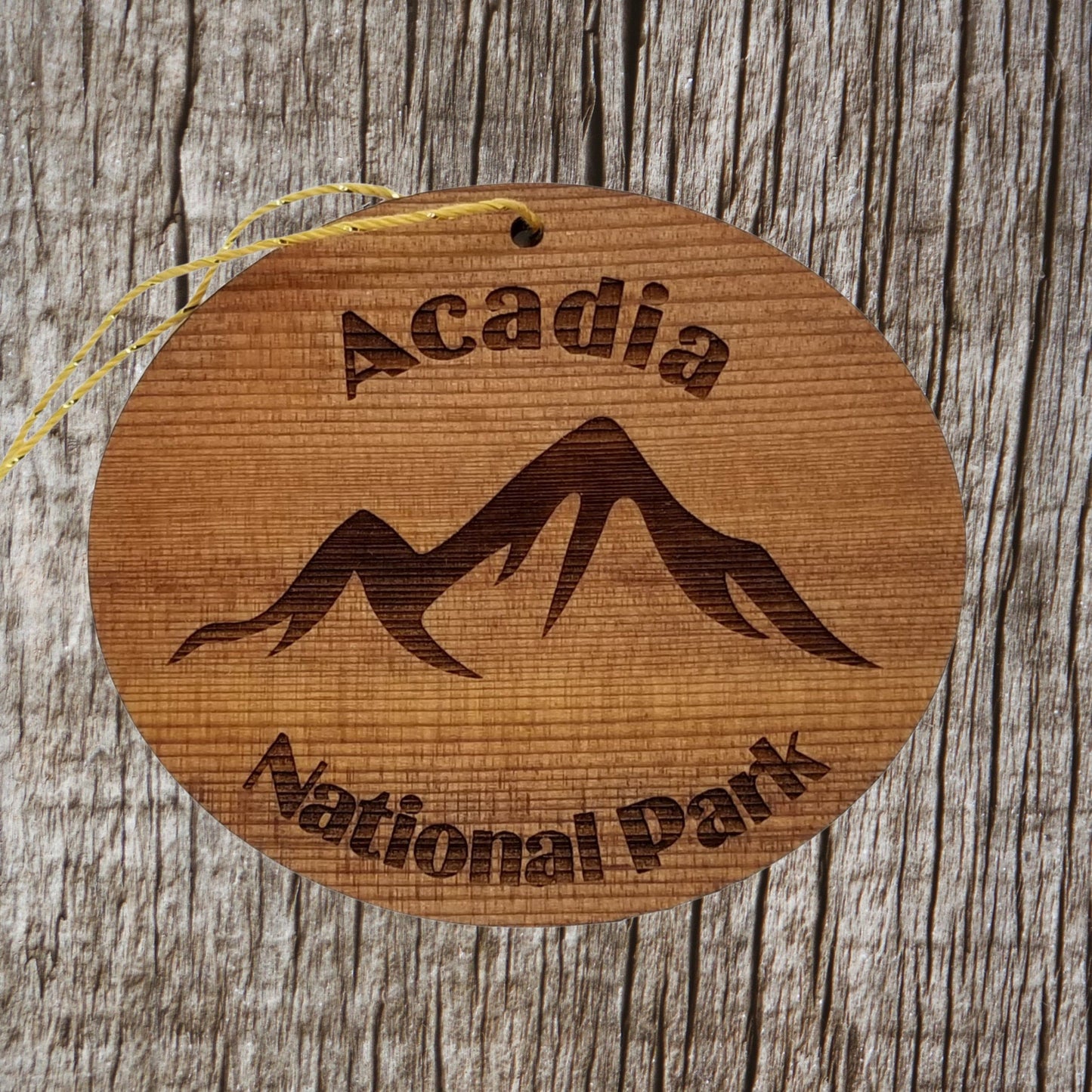 Acadia National Park Mountains Christmas Ornament Wood Maine Souvenir Cadillac Mountain ME