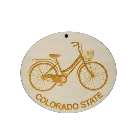 Colorado State University Wood Ornament - CO Womens Bike or Bicycle - Handmade Wood Ornament Made in USA Christmas Decor