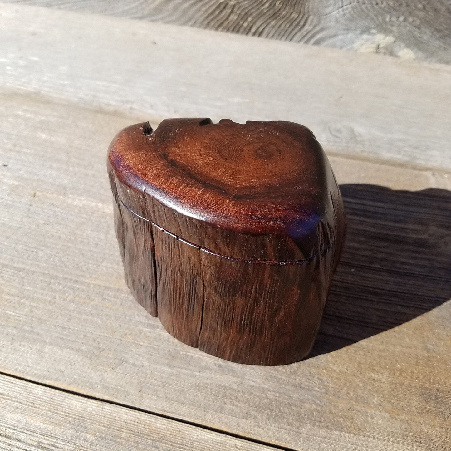 Wood Ring Box Redwood Rustic Handmade California Storage Live Edge Mini #338 Birthday Gift Christmas Gift Mother's Day Gift