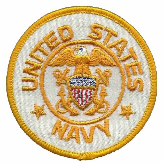 Vintage US Navy Patch Iron On Country Pride Patch US Military Patch White Circle Yellow Border 3"