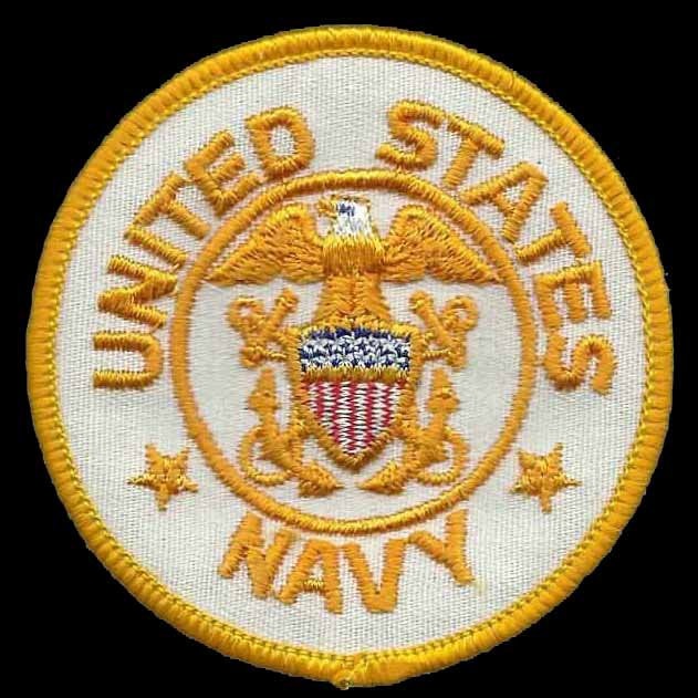 Vintage US Navy Patch Iron On Country Pride Patch US Military Patch White Circle Yellow Border 3"