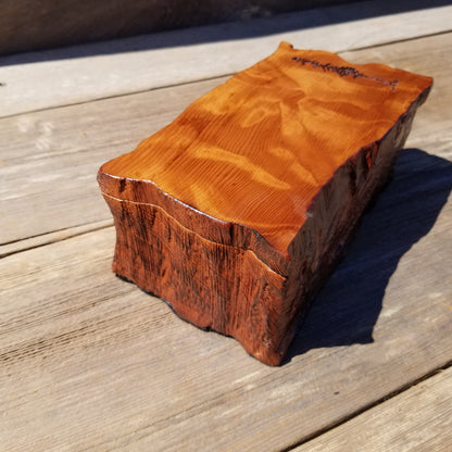 Wood Valet Box Curly Redwood Tree Engraved Rustic Handmade CA Storage #394 Handcrafted Christmas Gift Engagement Gift for Men Jewelry