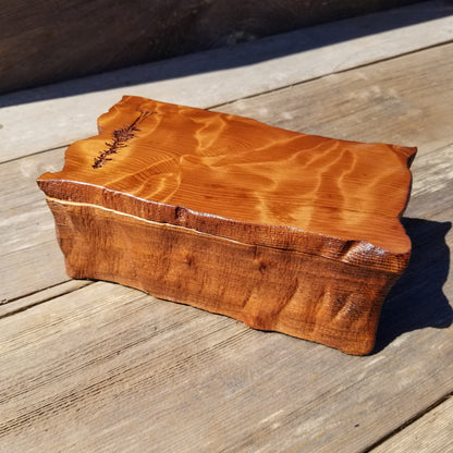 Wood Valet Box Curly Redwood Tree Engraved Rustic Handmade CA Storage #394 Handcrafted Christmas Gift Engagement Gift for Men Jewelry