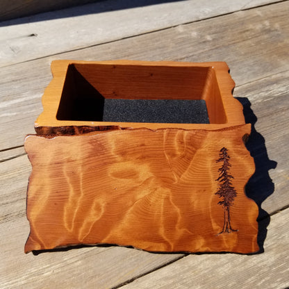 Wood Valet Box Curly Redwood Tree Engraved Rustic Handmade CA Storage #394 Handcrafted Christmas Gift Engagement Gift for Men Jewelry