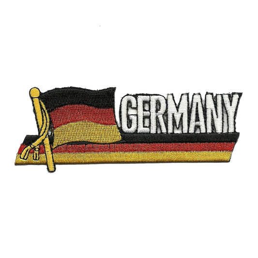 Germany Flag Iron On Patch - Wavy Ribbon - Country Pride Badge Emblem