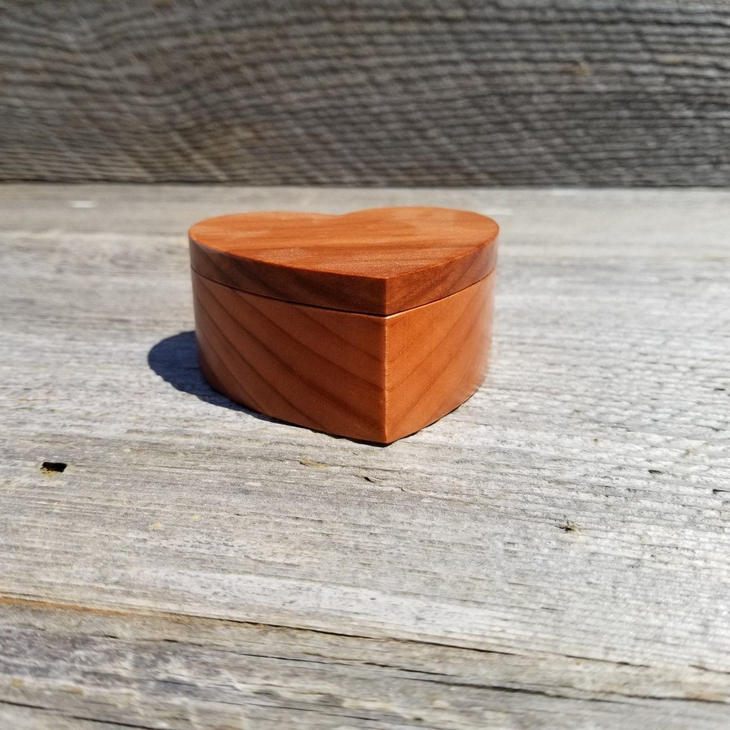 Handmade Wood Box with Redwood Heart Ring Box California Redwood #266