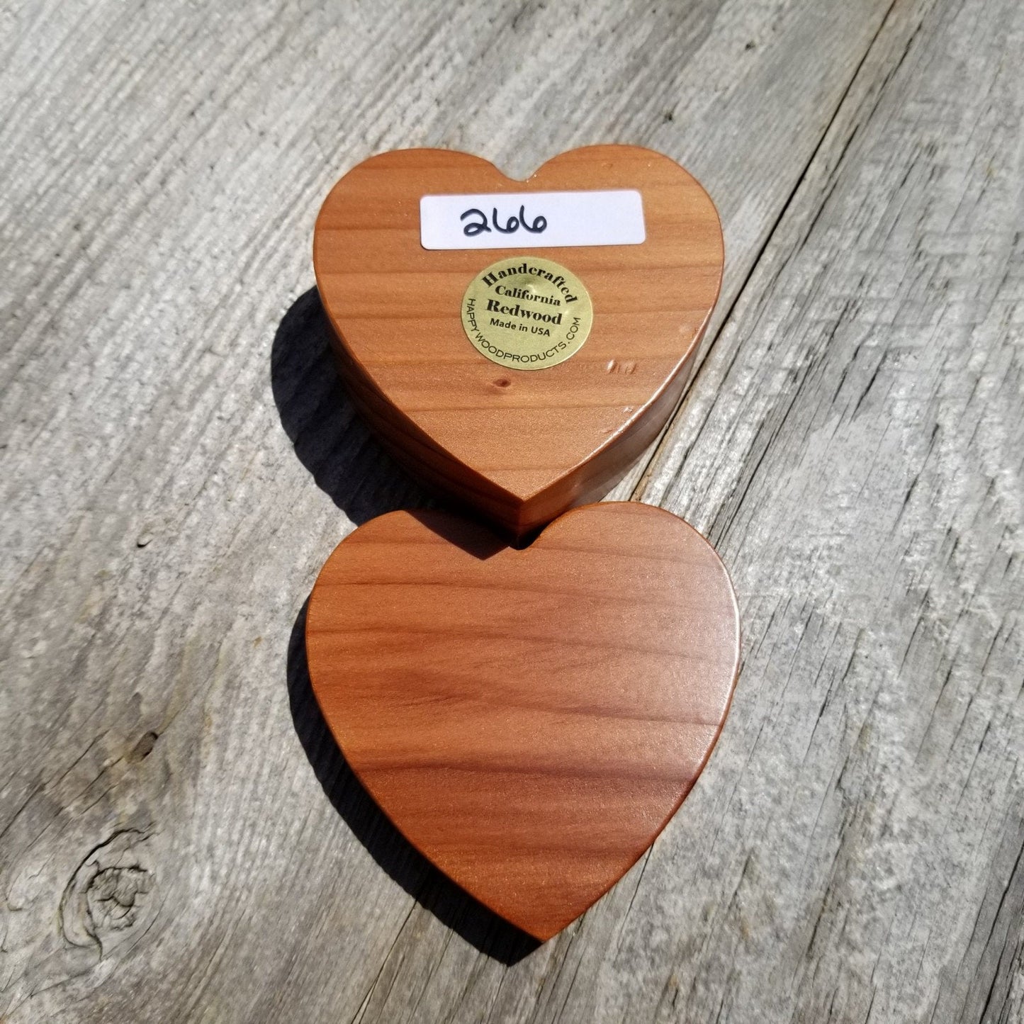 Handmade Wood Box with Redwood Heart Ring Box California Redwood #266