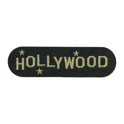 Hollywood Patch - Iron On California Souvenir - Gold Text Badge Emblem