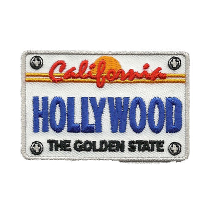 Hollywood Patch - Iron On License Plate California Souvenir - Golden State Badge Emblem