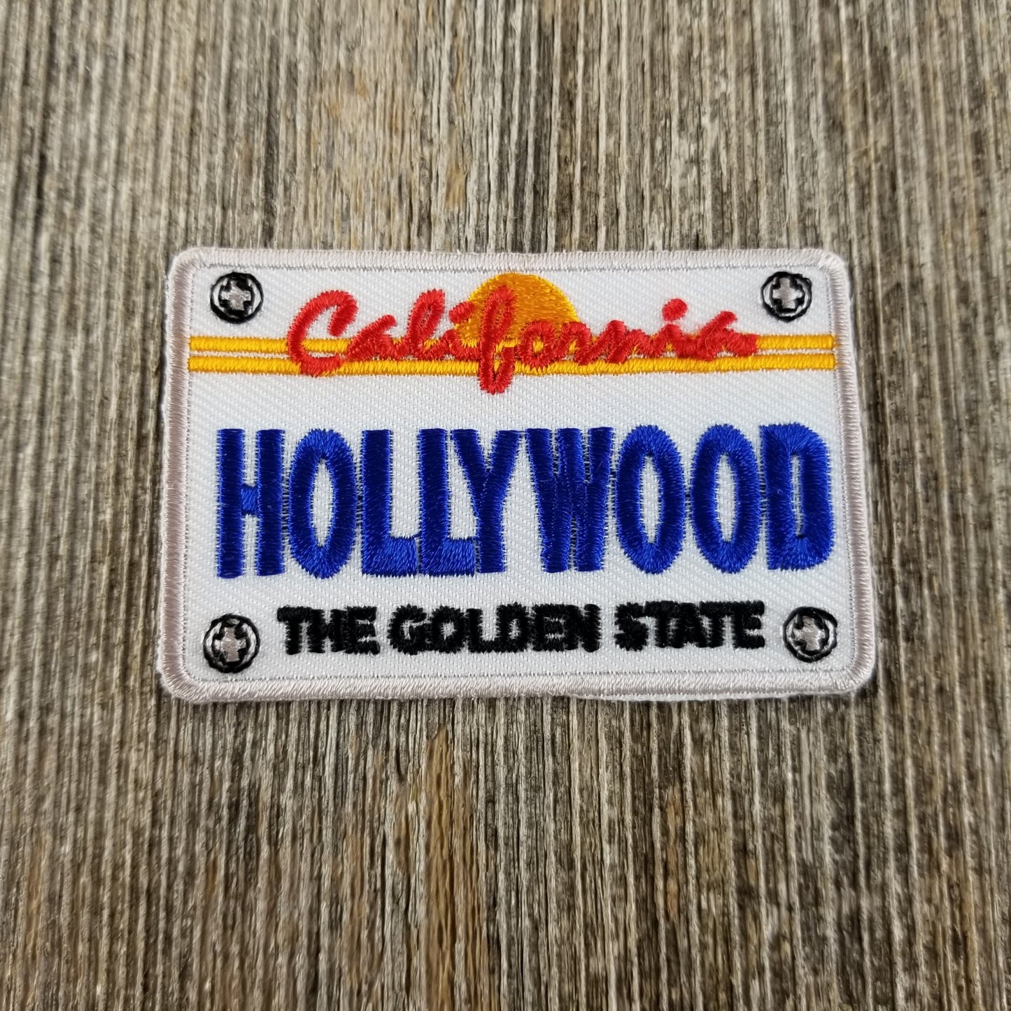 Hollywood Patch - Iron On License Plate California Souvenir - Golden State Badge Emblem