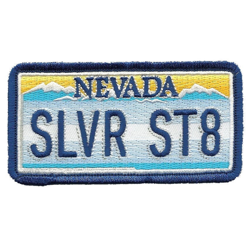 Nevada Patch – The Silver State – License Plate Travel Patch Iron On – NV Souvenir Patch – Embellishment Applique – 4"