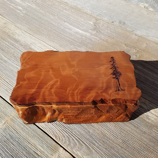 Wood Jewelry Box Redwood Tree Engraved Rustic Handmade Curly Wood #348 Mens Valet Christmas Gift 5th Anniversary