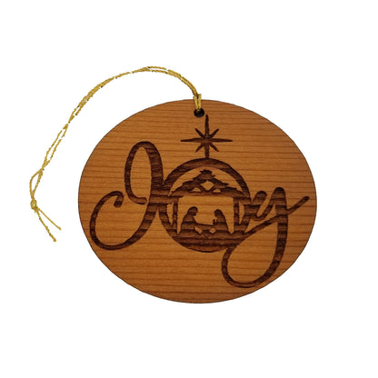 Joy Nativity Christmas Ornament - Handmade - Wood