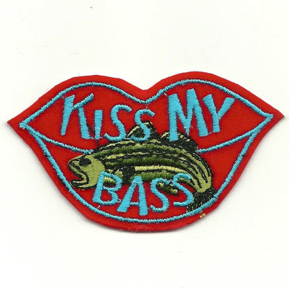 Fishing Patch - Kiss My Bass - Humor Iron on Patch Badge Emblem