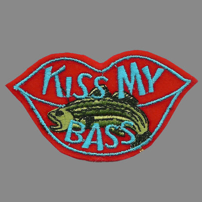 Fishing Patch - Kiss My Bass - Humor Iron on Patch Badge Emblem