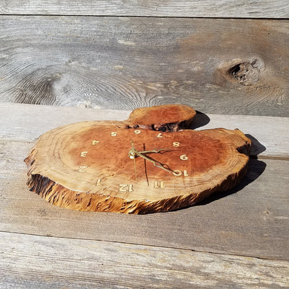 Redwood Clock Handmade Wall Hanging Rustic Burl Live Edge #341 2 Tone Wood Anniversary Gift Wedding Gift One Of a Kind Small Wall Clock