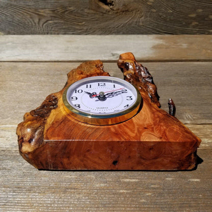 Redwood Burl Clock Table Shelf Mantle Desk Office Gifts for Men 2 Tone Sitting Wood Christmas Gift #182 Handmade