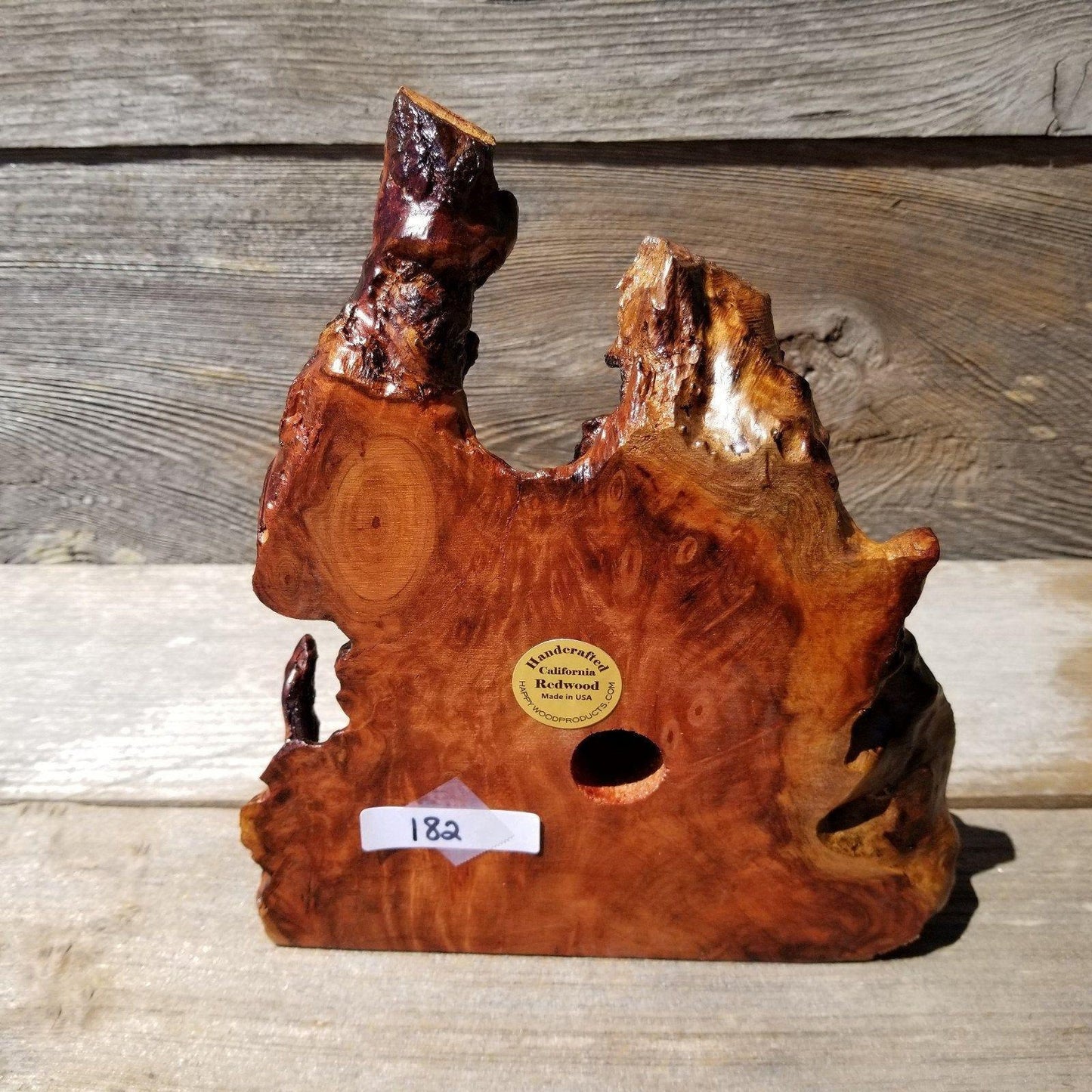 Redwood Burl Clock Table Shelf Mantle Desk Office Gifts for Men 2 Tone Sitting Wood Christmas Gift #182 Handmade