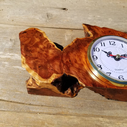 Redwood Burl Wood Clock Mantle Desk Office Gifts for Men Sitting Wood Birdseye Table Shelf #393 Mother's Day Gift