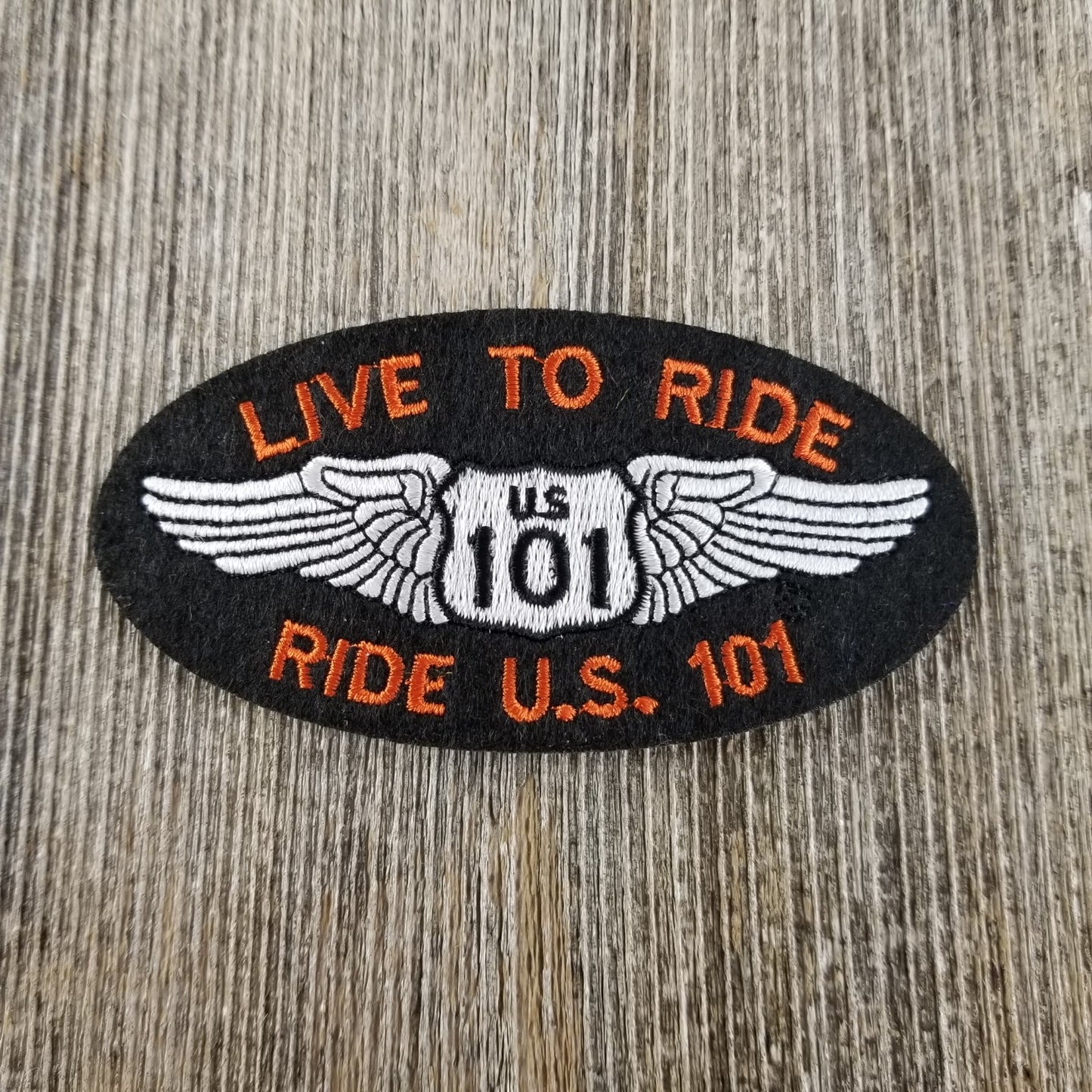 US 101 Patch - Iron On California Souvenir - Live to Ride Biker Badge Emblem