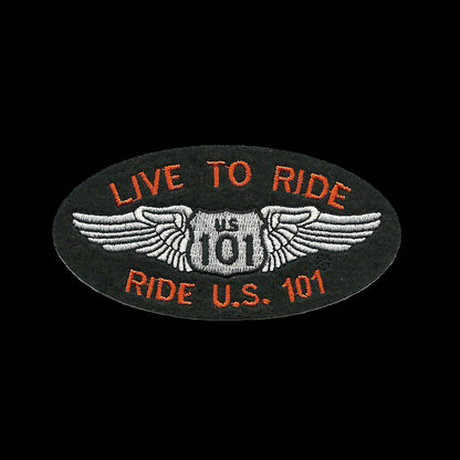 US 101 Patch - Iron On California Souvenir - Live to Ride Biker Badge Emblem