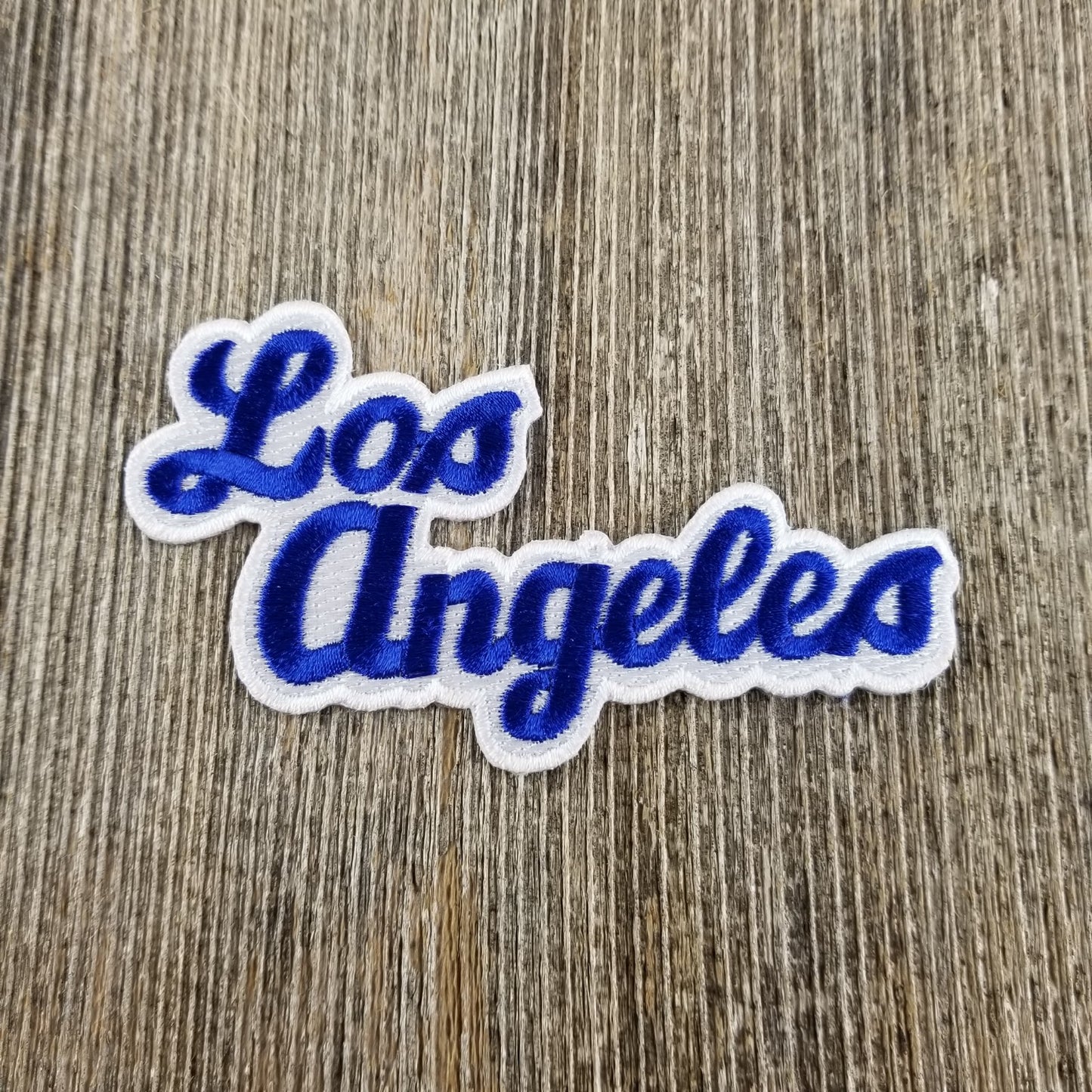 Los Angeles Patch - Script Blue and White - Iron On California Souvenir