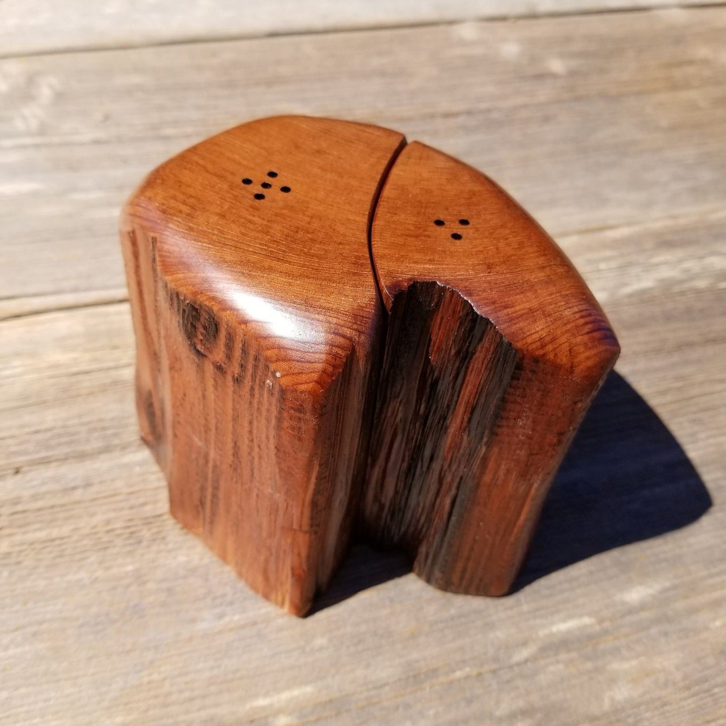 Redwood Rustic Salt and Pepper Shakers Set Handmade Anniversary Wedding #387 Housewarming Christmas California Wood