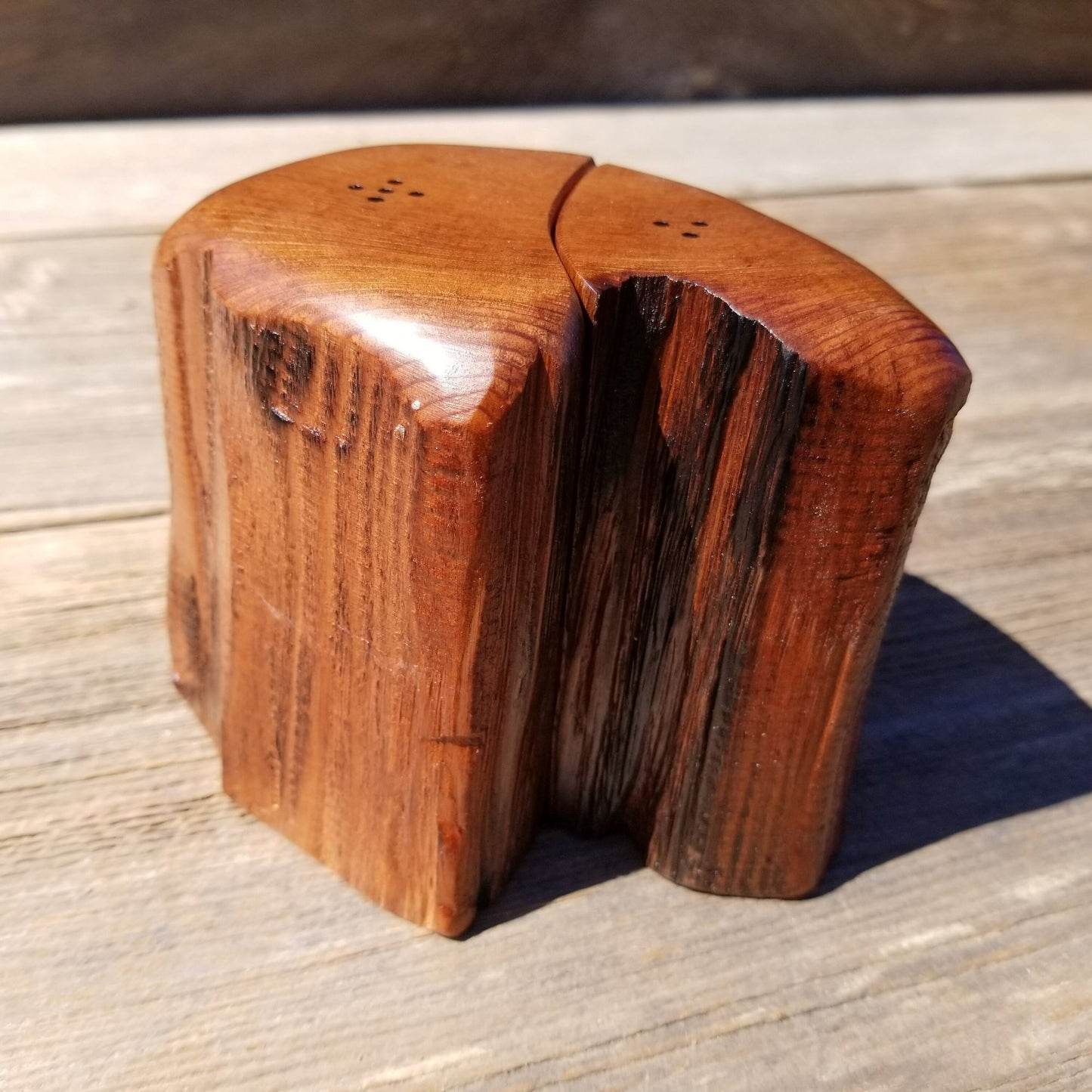 Redwood Rustic Salt and Pepper Shakers Set Handmade Anniversary Wedding #387 Housewarming Christmas California Wood