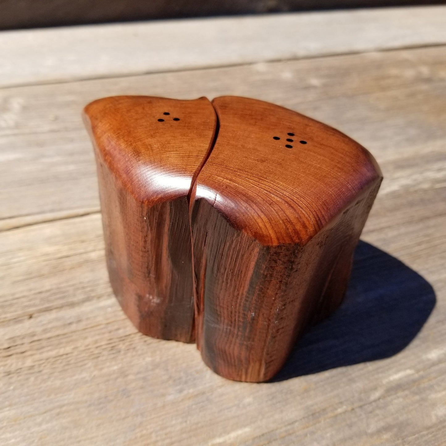 Redwood Rustic Salt and Pepper Shakers Set Handmade Anniversary Wedding #387 Housewarming Christmas California Wood