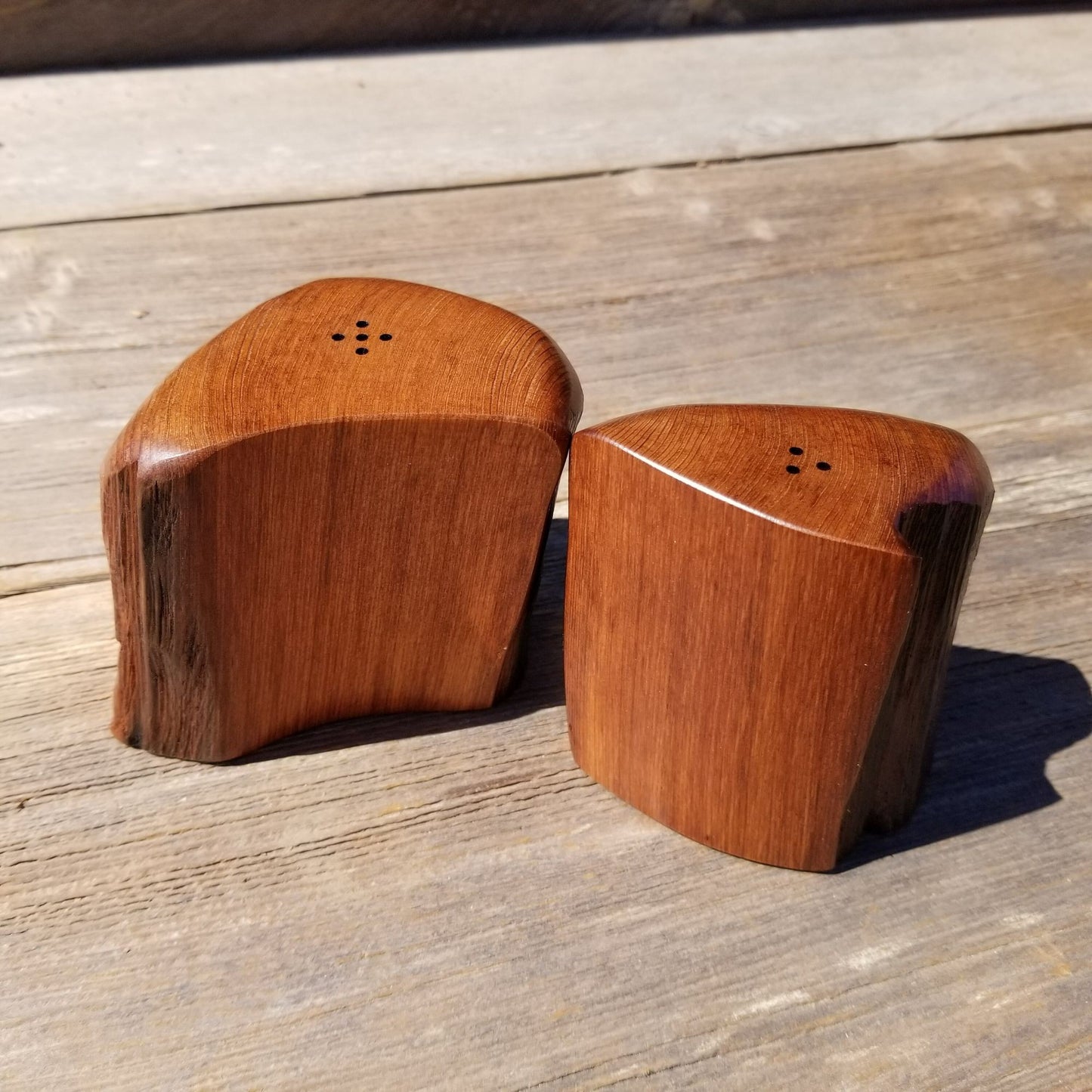 Redwood Rustic Salt and Pepper Shakers Set Handmade Anniversary Wedding #387 Housewarming Christmas California Wood