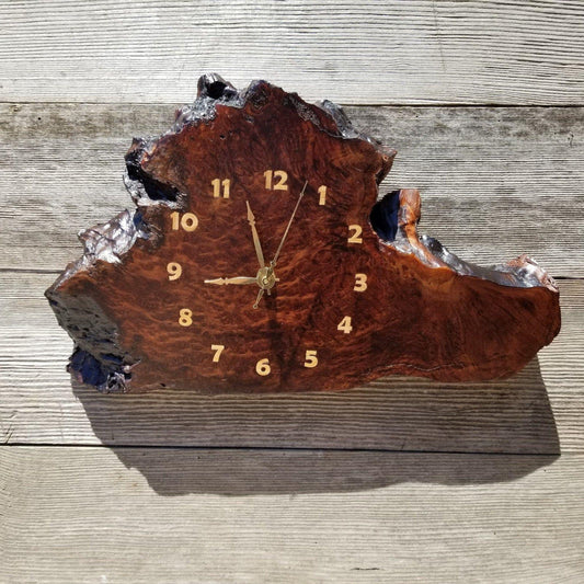 Redwood Clock Handmade Wall Hanging Rustic Wedding Gift Burl Live Edge #173 Mini