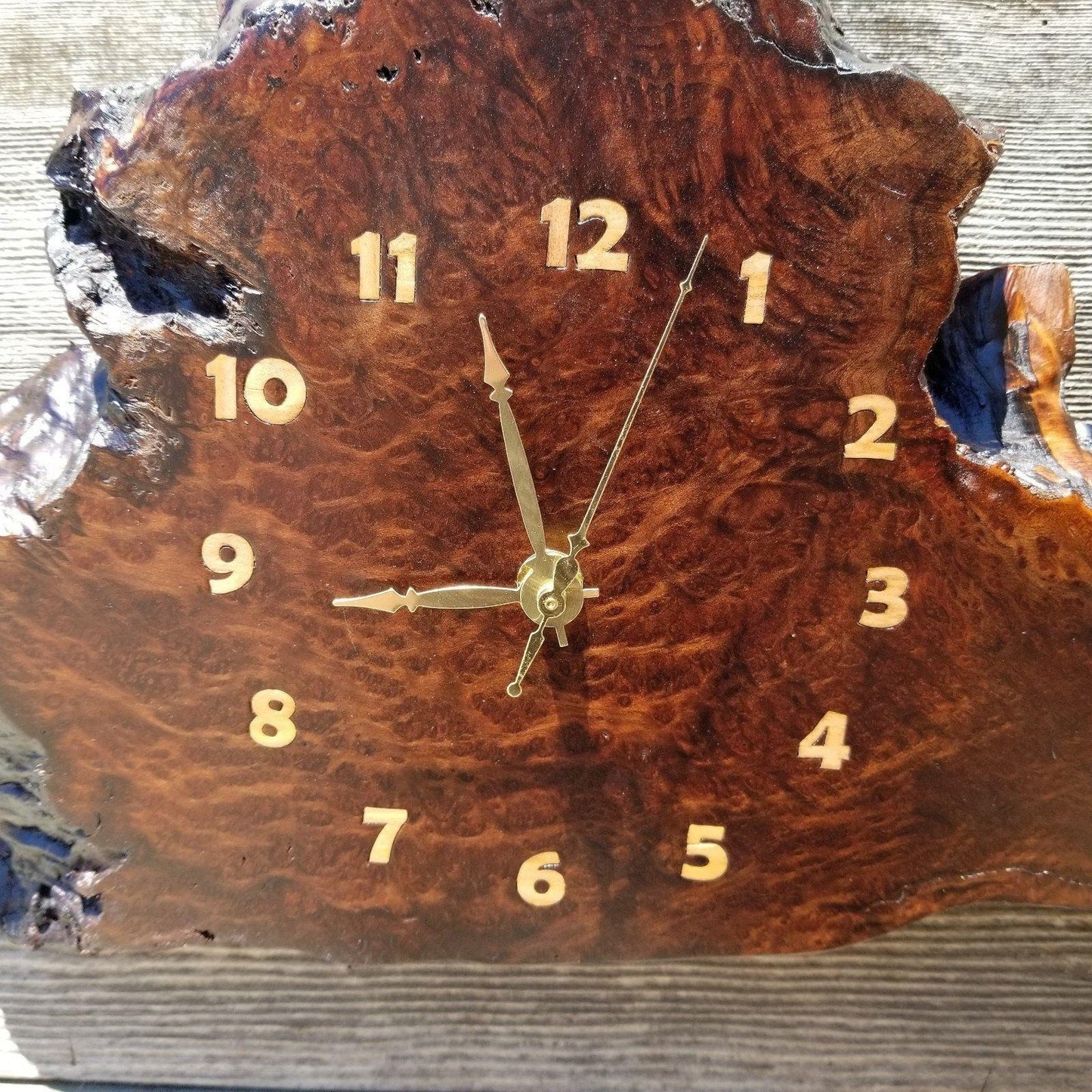 Redwood Clock Handmade Wall Hanging Rustic Wedding Gift Burl Live Edge #173 Mini