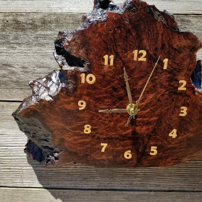 Redwood Clock Handmade Wall Hanging Rustic Wedding Gift Burl Live Edge #173 Mini