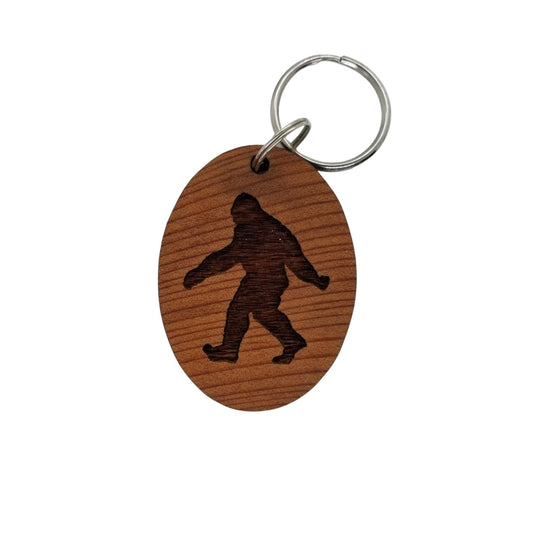 Bigfoot Wood Keychain Sasquatch Redwood Souvenir Travel Gift - Bigfoot Believer Gift Key Chain Key Tag Key Ring Key Fob