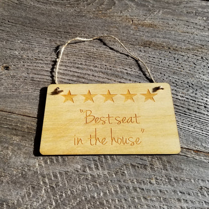 Funny Sign - 5 Stars Best Seat in the House - Rustic Decor - Funny Wood Signs - Coworker Gift Bathroom Humor Toilet Decor