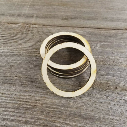 Wood Cutout Circle Hoops 2.5 Inch Unfinished Rings - Lot of 48 Wood Blanks Craft