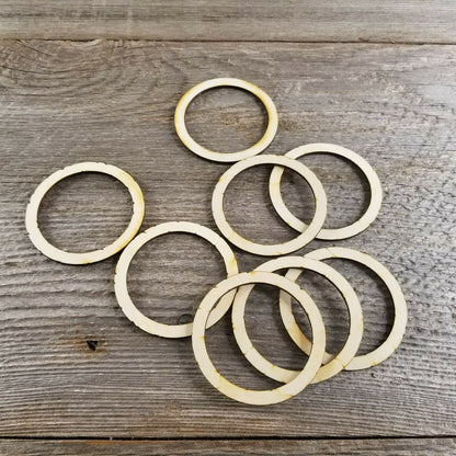 Wood Cutout Circle Hoops 2.5 Inch Unfinished Rings - Lot of 48 Wood Blanks Craft