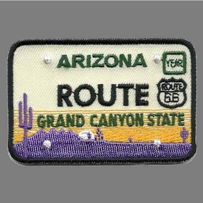 Route 66 Arizona Patch – Iron On Grand Canyon State – License Plate Travel AZ Souvenir Badge Emblem