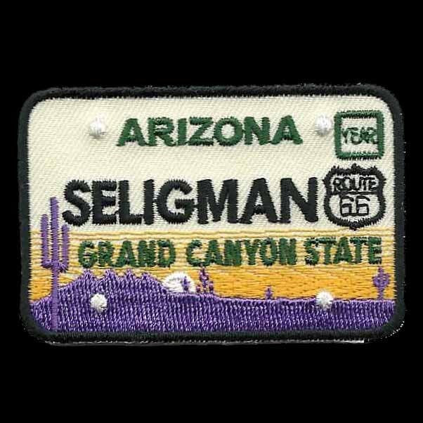 Seligman Arizona Patch – Iron On Grand Canyon State – License Plate Travel AZ Souvenir Badge Emblem 2.75"