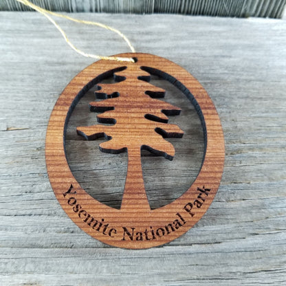 Yosemite Redwood Ornament Redwood Tree - Oval Yosemite National Park California Redwoods - Laser Cut Handmade Wood Ornament - Made in USA