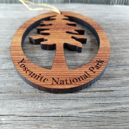 Yosemite Redwood Ornament Redwood Tree - Oval Yosemite National Park California Redwoods - Laser Cut Handmade Wood Ornament - Made in USA