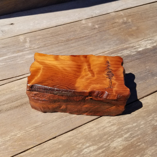 Handmade Wood Box with Redwood Tree Engraved Rustic Handmade Curly Wood #396 California Redwood Jewelry Box Storage Box