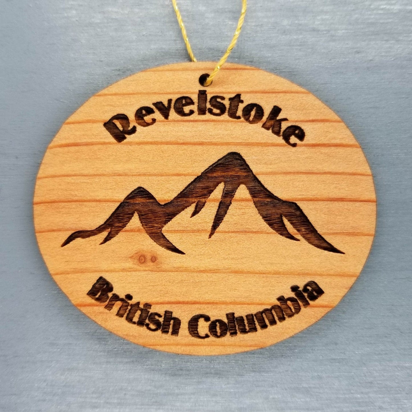 Revelstoke BC Ornament Handmade Wood Ornament British Columbia Canada Souvenir Mountain Ski Resort