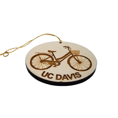 Nantucket Wood Ornament - Womens Bicycle with Basket and Bike Rack - Handmade Wood Ornament Made in USA Christmas Decor