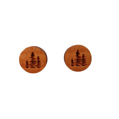 Tree Earrings - Wood Earrings - California Redwood Stud Earrings - CA Souvenir Keepsake - Post Earrings - Trees Forest