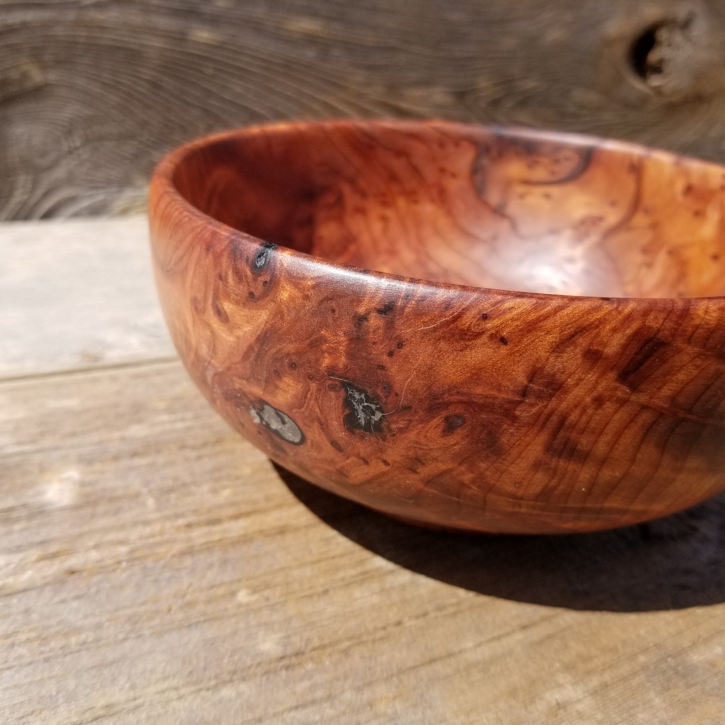 Redwood Burl Bowl Hand Turned 5 Inch Handmade Salad USA Made California #244