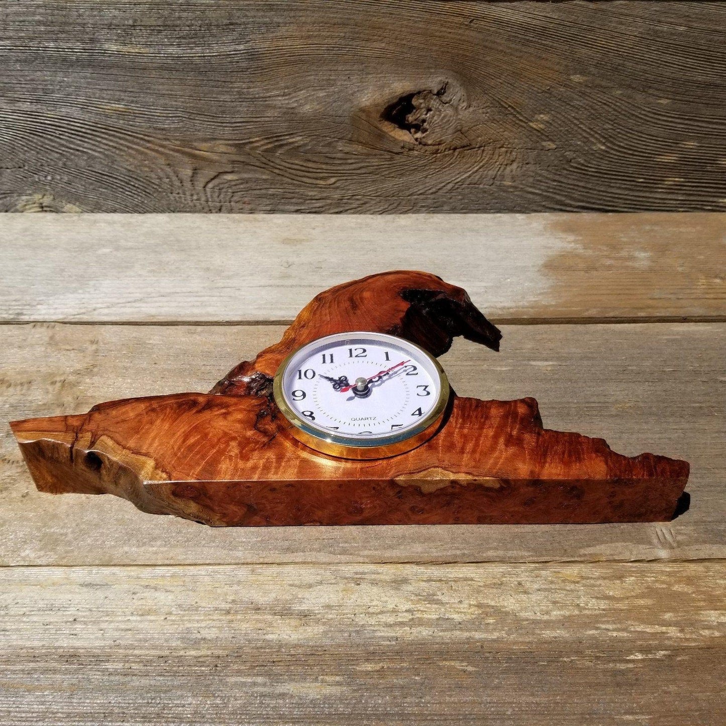 Wood Desk Clock Handmade California Redwood Burl Table Shelf Birthday Gift Wedding Gift Engagement Gift Housewarming Gift #181